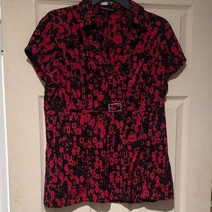 Express Vibrant Red and Black Blouse